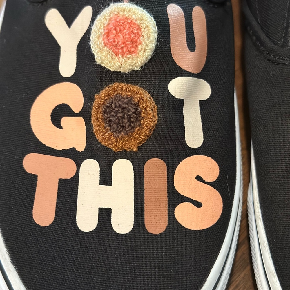 Vans Black Slip-On Sneakers,You Got This 9.5 - Picture 2 of 8